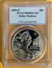 1999p _dolley Madison  _ 1 Dollar_90   Silver- Pcgs Pr69 Dcam