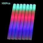 100 Pack - 16  Foam Sticks  Led Flashing Glow Foam Sticks  Light Up  Wands  Dj