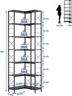 7-tier Corner Bookshelf Wall Bookcase Metal For Home Office Living Room Black