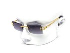 Vintage Men s Black Tint Rectangle Luxury Gold Frame Fashion Rimless Sunglasses