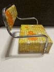 Vtg 60-70 s Booster Seat Portable Toddler Child Gold Vinyl Chrome Metal Animals