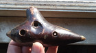 Antique Redware Pottery Ocarina H fiehn 11 Holes Musical Instrument