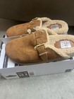 Dolce Vita Audreana Suede Shearling Lined Clog Slippers Cognac Buckle Women s 9