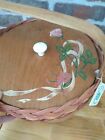 Vintage Wood Sewing Box Basket Hand Painted Folk Art Cottagecore Homestead 