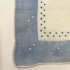 Embroidered Something Blue Wedding Handkerchief Bride Granny Cottage Core Vtg