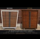 Antique Hamilton 24 Drawer Oak Print Cabinet Flat File Restored Cast Iron Pulls