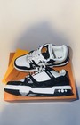 Lv Trainer Sneaker Black white Low Top Lace Up Men   s Us 9 Eu 42