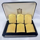 The  21  Club Restaurant New York Gilt Bronze  Sporrongs 6 Decanter Tags W  Box