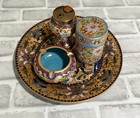 Cloisonn   Cigarette   Match Holder   Ashtray   Plate   Lighter 5 Pc Set Vintage