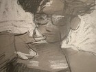 Pencil And Chalk Drawing Portrait Abstract On Paper 9   x12    Original Signed