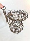 Antique French Twisted Metal Hanging Basket Curly Iron Wire Fluted Gracie Urn