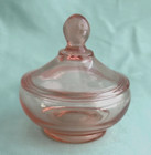 Vintage Pink Glass Powder Jar Vanity With Lid
