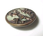 Antique Victorian Metal Picture Button - Man Holding Bird Amid Flowers  audubon 