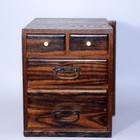 Vintage Japanese Wooden Sewing Box Black Persimmon Wood Kurogaki Drawer Wbx284