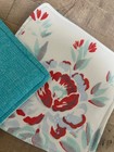 Vintage Faded Flowers Aqua   Red Tablecloth Insulated Hot Pads Pot Holders Set 