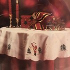 Vintage Christmas Santa Table Topper 34  Round Holiday Tablecloth Cotton New
