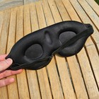 Black Sleep Mask With Adjustable Strap And Eye Cups  One Size  New Without Pkg