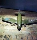 Vintage  Pressed Steel Military Army Airplane W Wooden Wheels  Marx  