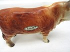 Vintage Lefton Hereford Bull Figurine Porcelain Brown Cow 750 With Labels