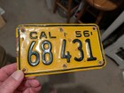  1956 California Motorcycle License Plate 68 431