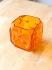 Vintage Mid-century Modern Amber Lucite Dice Holder - Lucite Art Piece 