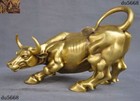 China Feng Shui Brass Copper Stock Market Wall Street Ox Bovine Oxen Bull Statue