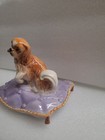 Cavalier King Charles Spaniel On Dog Bed Purple Pillow Figurine