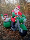 Gemmy 7ft Lighted Santa   Snowman On Motorcycle Airblown Inflatable Christmas