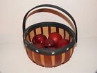6 Vintage Red Wooden Mcintosh Apples Red White   Blue Stars Usa America Basket