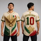 Vintage Mexico Aztec Style Baseball Jersey  Personalized Mexican Culture Fan