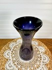 Hand Blown Amethyst Purple Heavy Glass Vase Hourglass Shape Dark Academia Decor