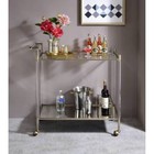 Rolling Bar Cart Cirro Antique Mirror   Wire Brass Finish Serving Cart