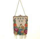 Antique Vintage Micro Beaded Purse Jewelled Frame - Seller Prepays Us Tariffs