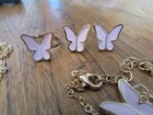 Vintage Little Girls Pink Butterfly Jewelry Set  Necklace  Earrings  Bracelet 