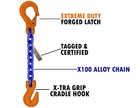 1 2 X 20 5 Ft Grade 100 Industrial Lifting Chain Sling W  Grab Hook Safety Latch