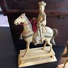 Chinese Dynasty Royalty Horse Statue Resin Carving Set Vintage 11  W  Carved Box