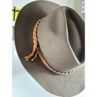      Vintage Wool Felt Western Fedora Hat With Braided Leather Band     Rich Brown 