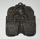 Antique Primitive Vintage  Woman Wall Mount Tin Match Safe Holder Farm House