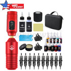 Tuffking Tattoo Machine Kit Wireless Motor Pen Gun Color Ink Power Supply Needle