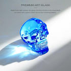 Blue Halloween Crystal Skull Figurines Collectible 3   Glass Skulls Head Statue 
