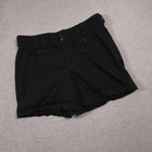 Riders Casuals Shorts Womens 18 Black Cotton Button Tab Flap Pockets Casual