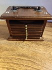 Vintage 70s Wooden Coaster Set With Wood Case And Brass Accents 7 Coasters