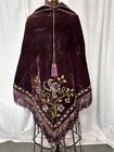 Antique Cape Capelet Purple Hand Embroidered W fringe One Size S-m Original 1880