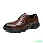 Men s Lace Up Wing Tip Brogue Carved Non Slip Derby Shoes Formal Business Dress