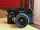 Canon Ft Ql 35mm Film Camera In Black W  Fl 28mm 3 5 Lens   Box   Caps And Cases