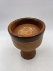 Hand Turned Wooden Segmented Pedestal Bowl 5    Diameter 6 75    Tall