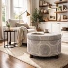 Home Home Decor   Upholstered Round Stora Ottoman   Ottoman With