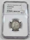 1895 Pgc Puerto Rico 20c Twenty Centavos Ngc Au Certified Cleaned Rare  k742
