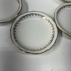 Vtg Set Of 5 White Scalloped Edge Gold Trim Scrolls Butter Pats