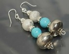 Vintage Sterling Silver Turquoise Pierced Dangling Earrings
